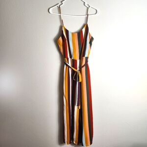 Lily Black Womens Multicolor Stripe Cropped Wide Leg Jumpsuit-Size S